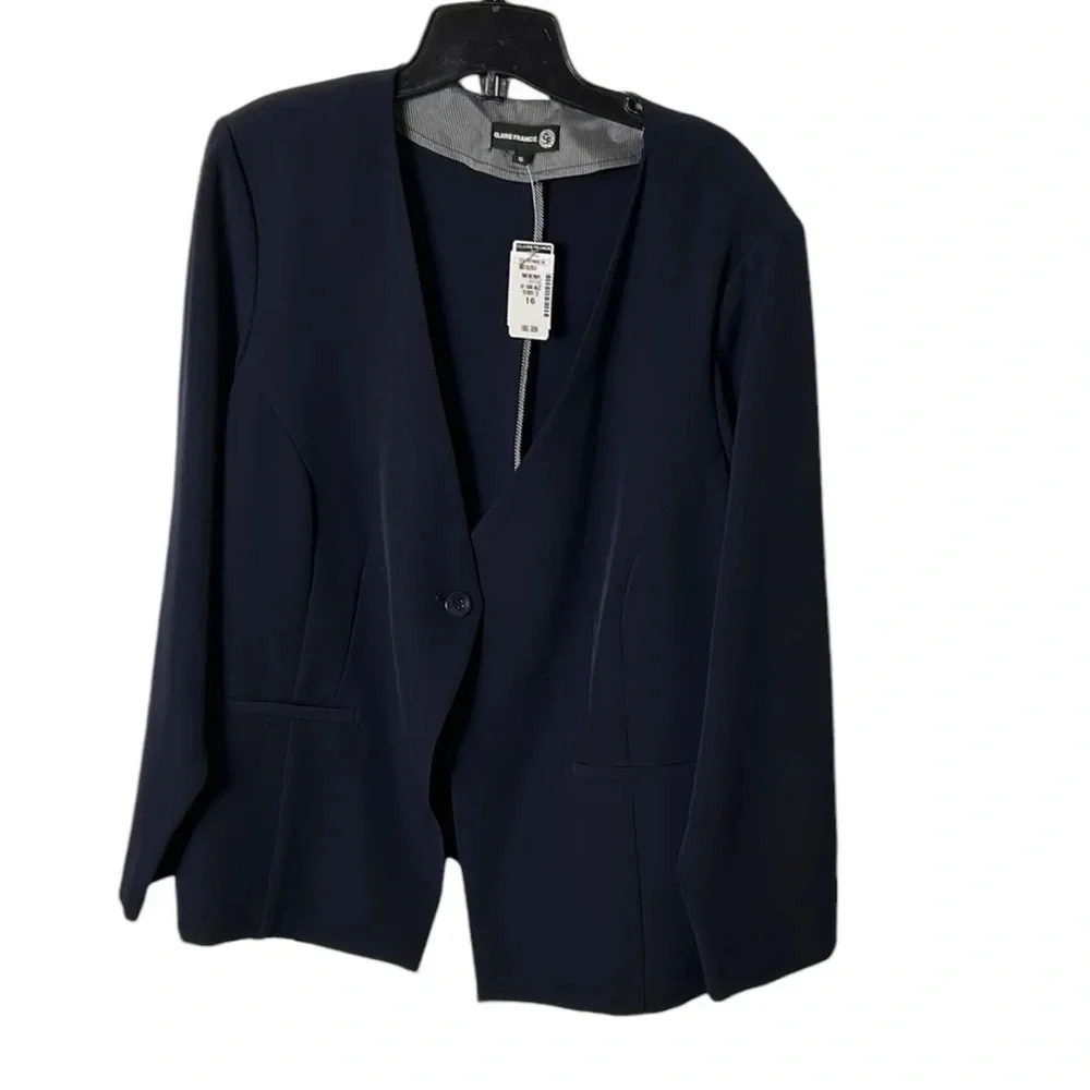 Claire France NWT blazer,women 16. Blue,one button  closure,career,office,event